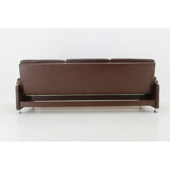 Image 1 of Vintage leather folding sofa by Arch. Spicka, Czechoslovakia 1970s