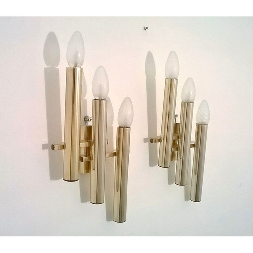 Pair of vintage Gaetano Sciolari wall lights, Italy 1970s