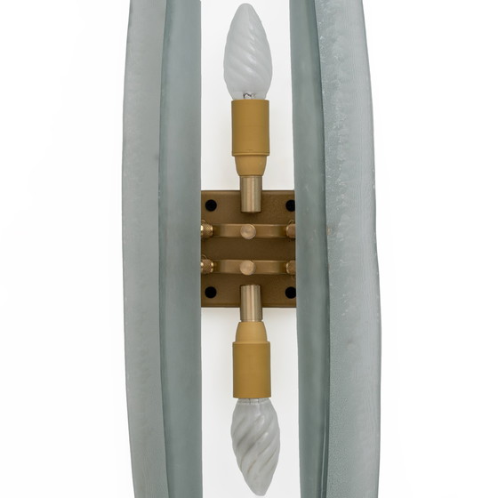 Image 1 of 2x Mid-Century Modern Aqua Green Murano Glass Sconces