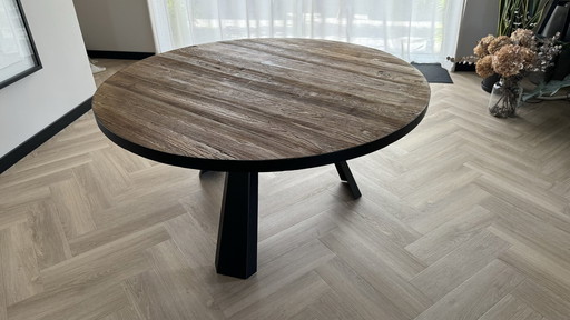 Solid Wooden Table With Steel