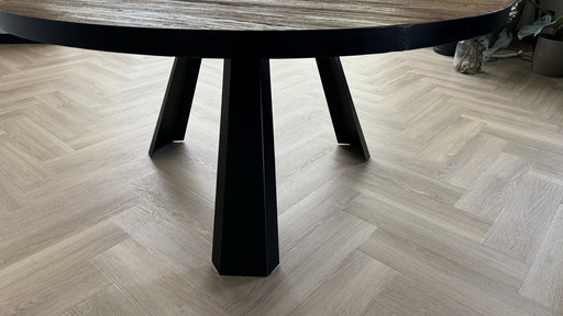 Solid Wooden Table With Steel