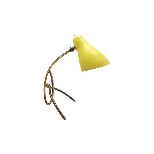 Lampada in alluminio laccato giallo e ottone, 1950