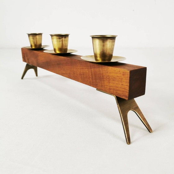Image 1 of Modernist vintage teak candlestick, Germany 1960s
