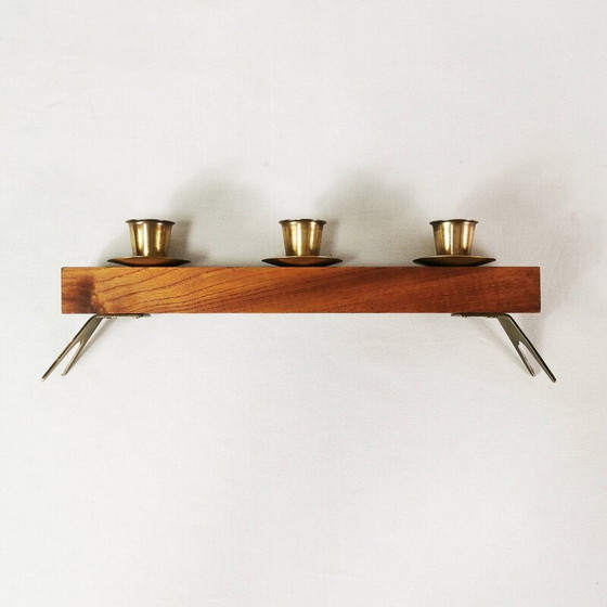 Image 1 of Modernist vintage teak candlestick, Germany 1960s