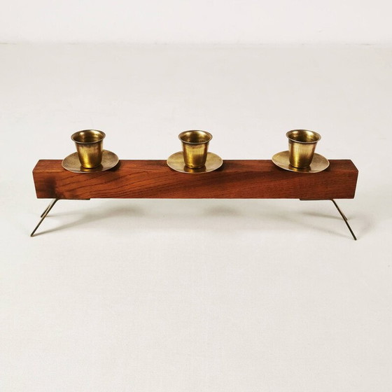 Image 1 of Modernist vintage teak candlestick, Germany 1960s
