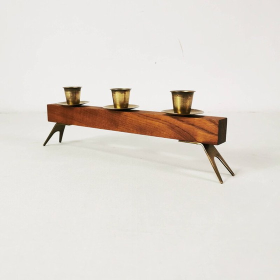Image 1 of Modernist vintage teak candlestick, Germany 1960s