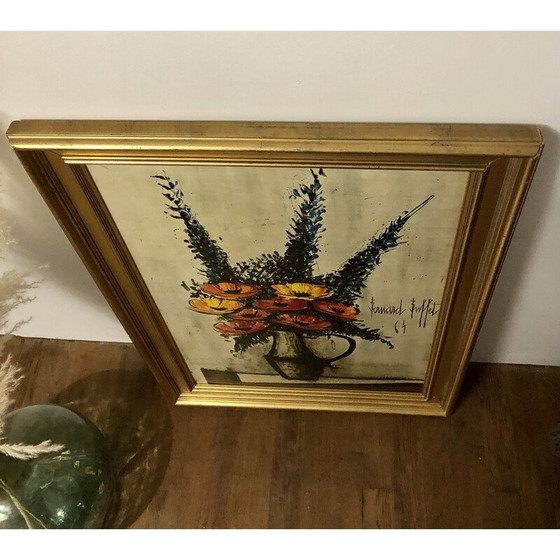 Image 1 of Dipinto d'epoca "I papaveri" con cornice in legno dorato di Bernard Buffet, anni '60