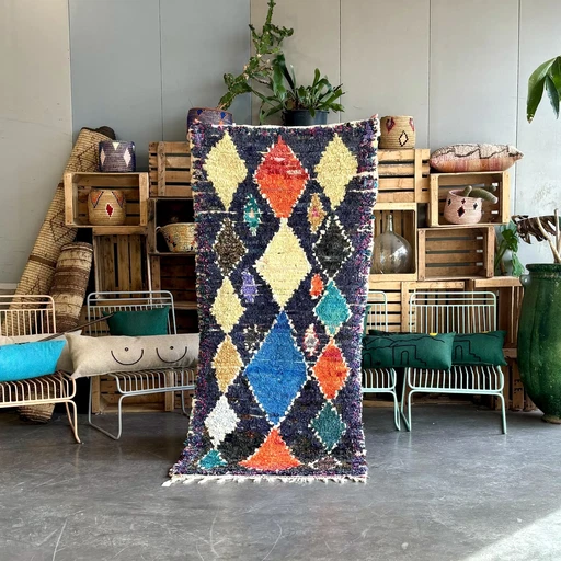 Véritable tapis berbère marocain en coton fait main