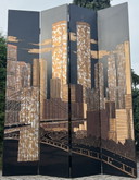 Vintage Folding Screen Skyline Manhattan
