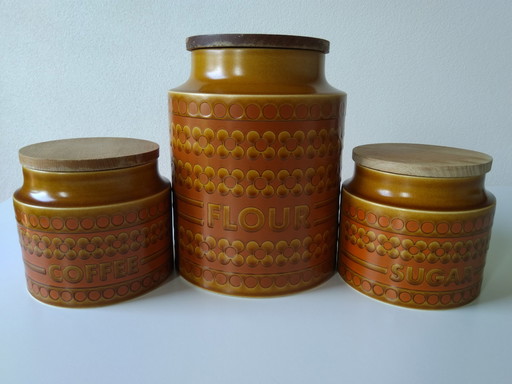 3x Hornsea Saffron storage jars