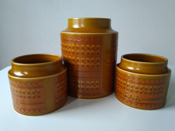 Image 1 of 3x Hornsea Saffron storage jars