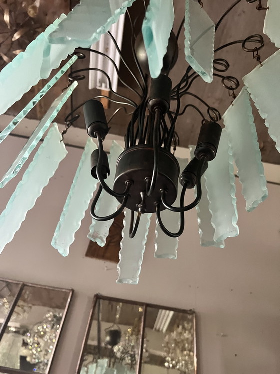 Image 1 of Fontana Arte Forsted Glass Chandelier