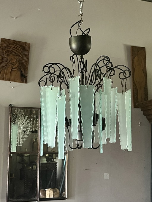 Fontana Arte Forsted Glass Chandelier