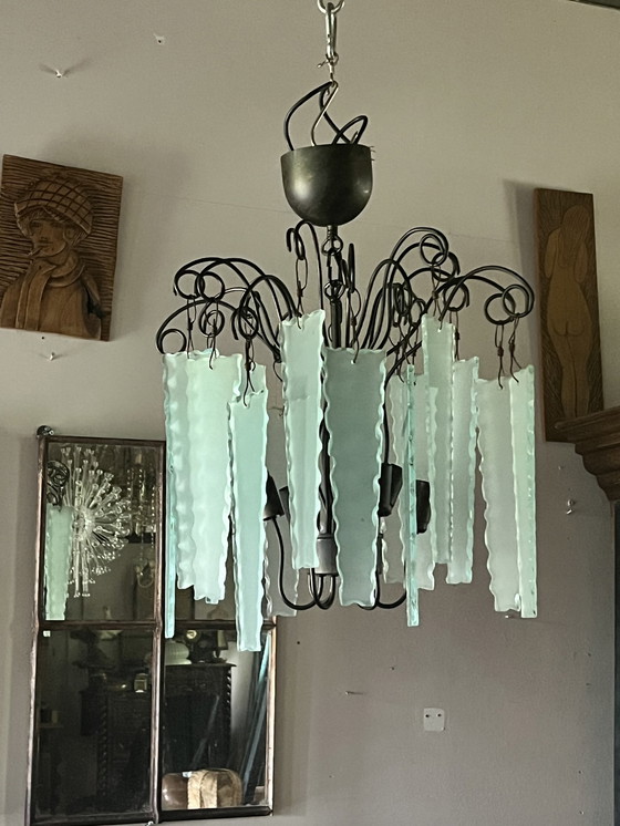 Image 1 of Fontana Arte Forsted Glass Chandelier