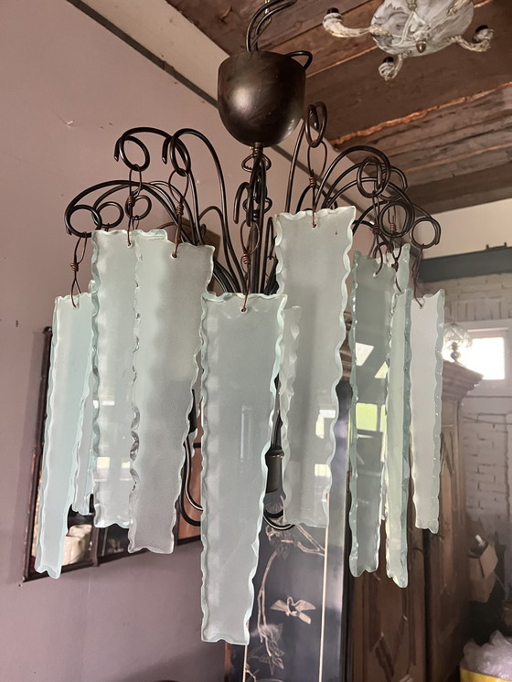 Image 1 of Fontana Arte Forsted Glass Chandelier