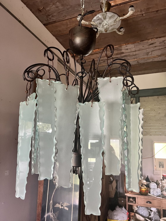 Image 1 of Fontana Arte Forsted Glass Chandelier