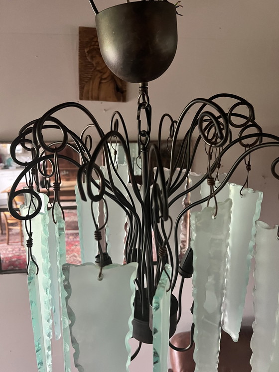 Image 1 of Fontana Arte Forsted Glass Chandelier