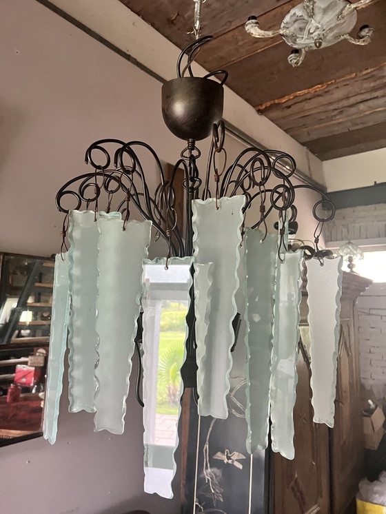 Image 1 of Fontana Arte Forsted Glass Chandelier