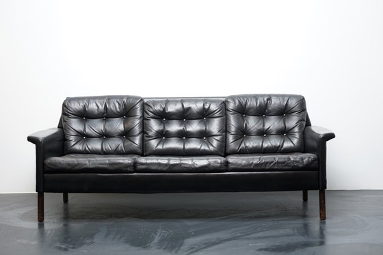 Image 1 of German Cubic 3-Seater Leather Sofa by Rudolf Glatzel for Kill International