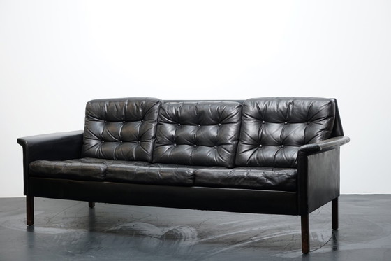 Image 1 of German Cubic 3-Seater Leather Sofa by Rudolf Glatzel for Kill International