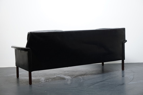 Image 1 of German Cubic 3-Seater Leather Sofa by Rudolf Glatzel for Kill International