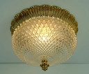 plafonnier vintage en verre limburg A 637 aluminium doré texturé 1970
