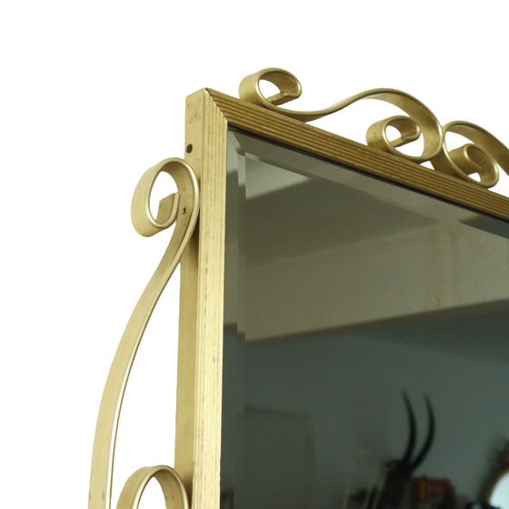 Image 1 of Hollywood Regency Mirror Gold Metal Faceted Mid-Century 74cm