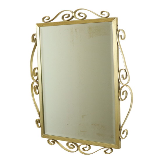 Image 1 of Hollywood Regency Mirror Gold Metal Faceted Mid-Century 74cm