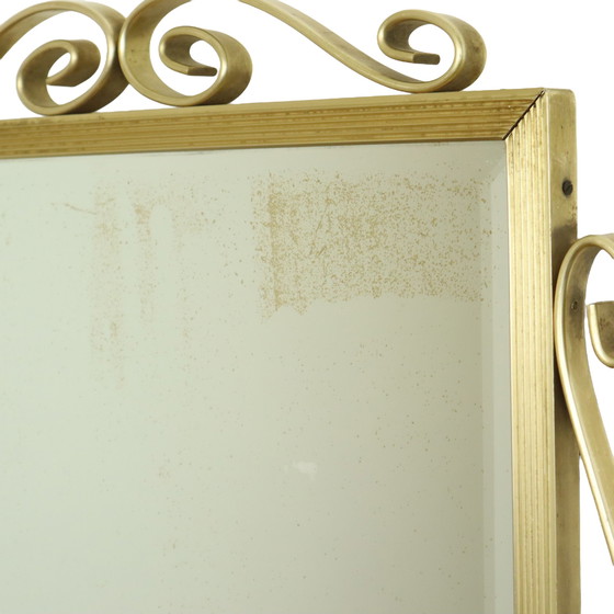 Image 1 of Hollywood Regency Mirror Gold Metal Faceted Mid-Century 74cm