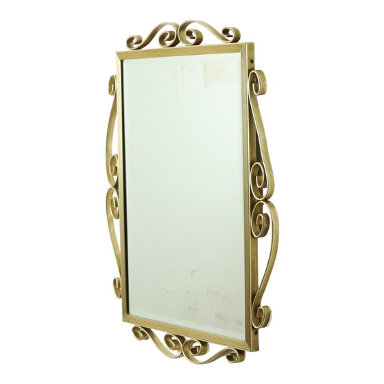 Image 1 of Hollywood Regency Mirror Gold Metal Faceted Mid-Century 74cm