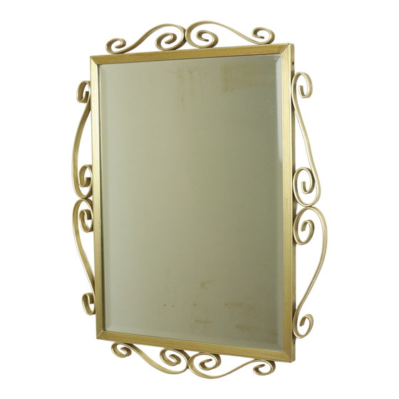 Image 1 of Hollywood Regency Mirror Gold Metal Faceted Mid-Century 74cm