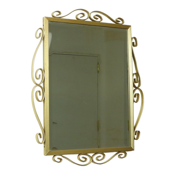 Image 1 of Hollywood Regency Mirror Gold Metal Faceted Mid-Century 74cm