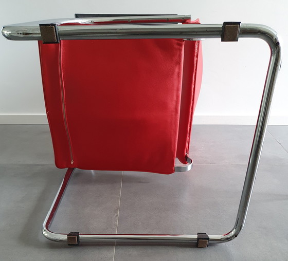 Image 1 of Thonet tubular frame chair red leather