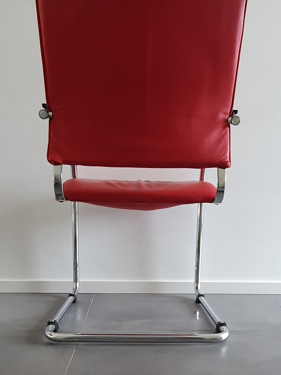 Image 1 of Thonet tubular frame chair red leather