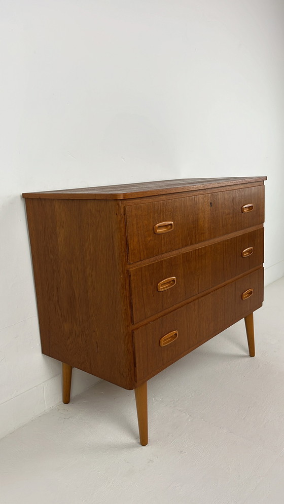 Image 1 of Teak veneer chest of drawers from Sweden