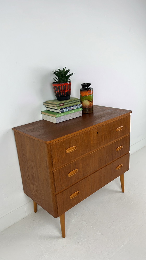 Image 1 of Teak veneer chest of drawers from Sweden