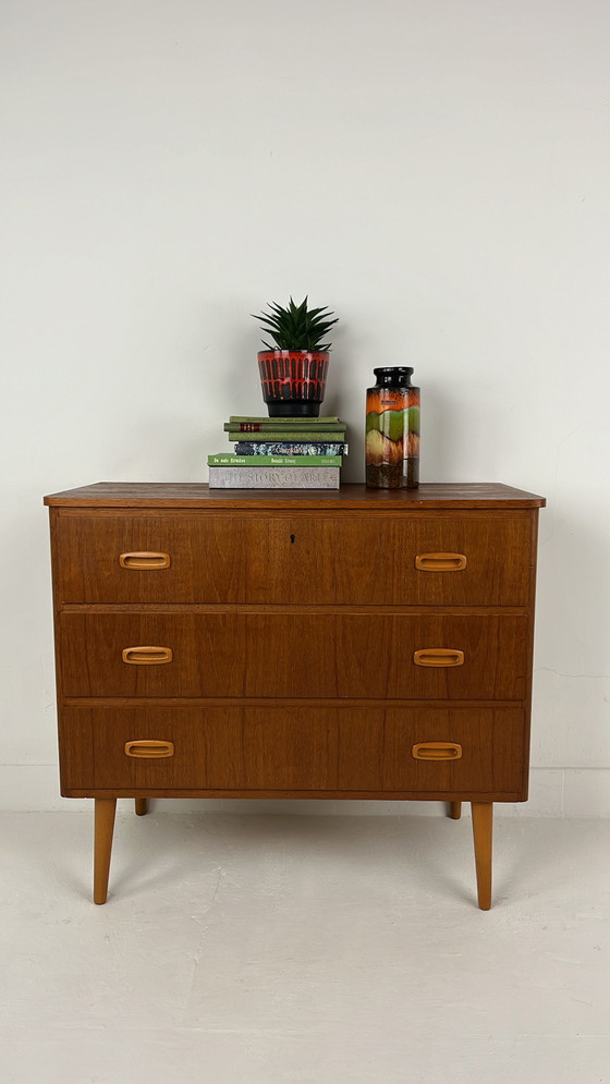 Image 1 of Teak veneer chest of drawers from Sweden