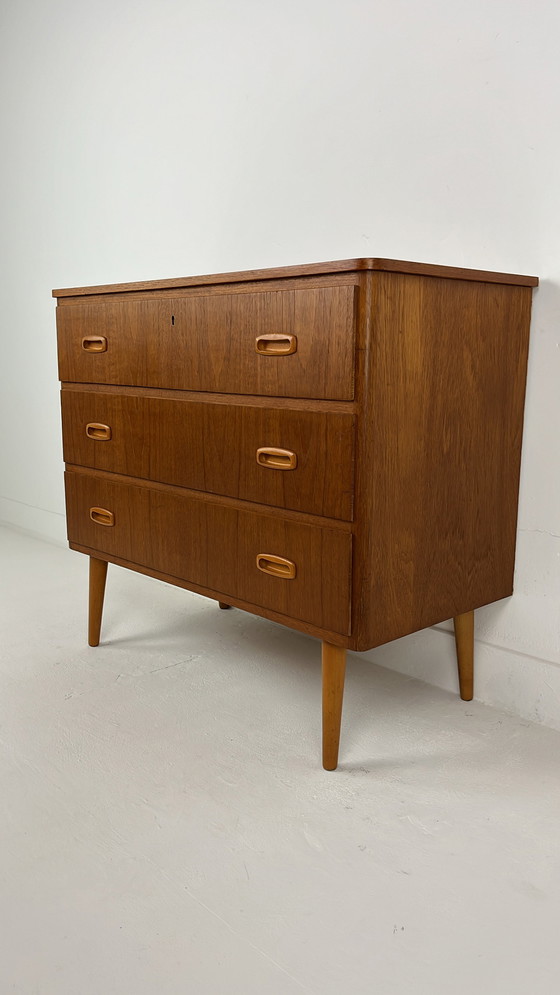 Image 1 of Teak veneer chest of drawers from Sweden