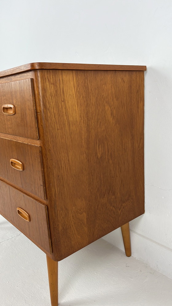 Image 1 of Teak veneer chest of drawers from Sweden