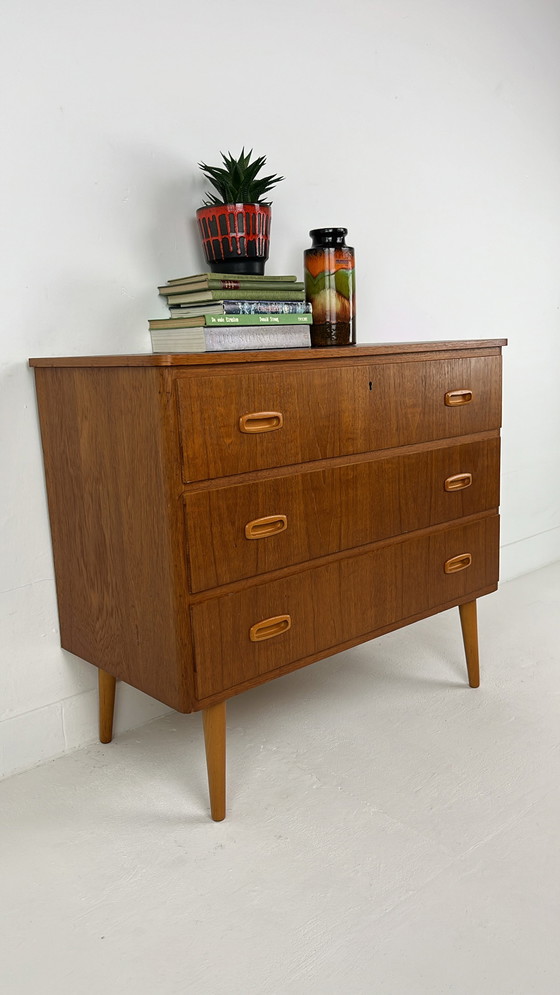 Image 1 of Teak veneer chest of drawers from Sweden