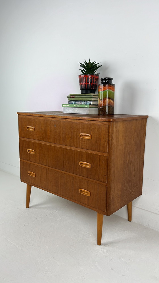 Image 1 of Teak veneer chest of drawers from Sweden