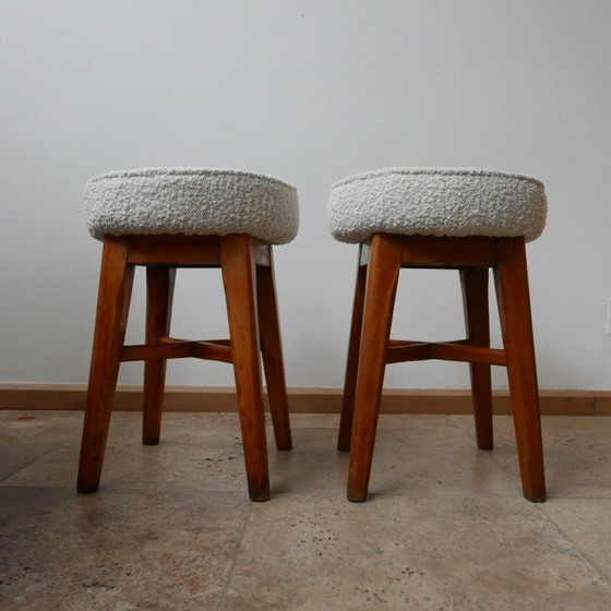 Image 1 of Pair of vintage X-base stools, England 1950
