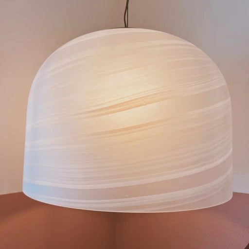 Lampe suspendue italienne en verre marbré