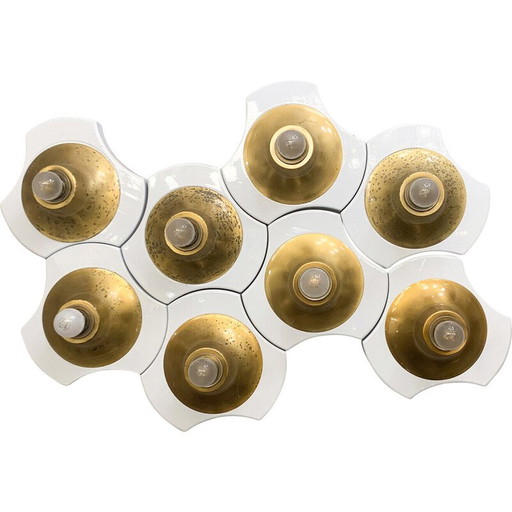 Mid-century wall lamp in wood and brass, Italy 1960s