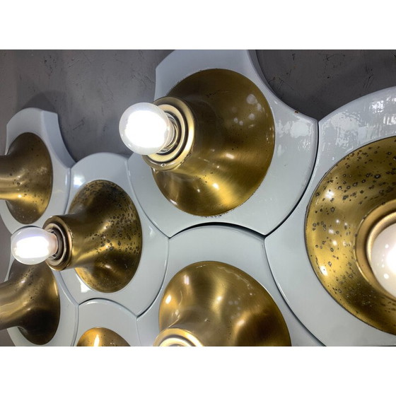 Image 1 of Lámpara de pared de mediados de siglo en madera y latón, Italia, años 60