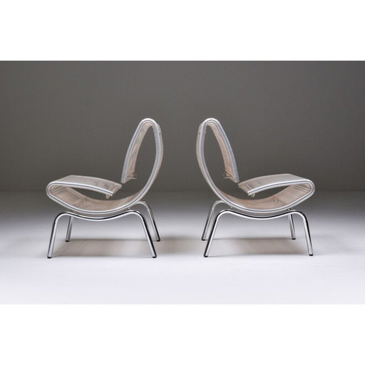 Pair of vintage chrome and plastic armchairs, 1960