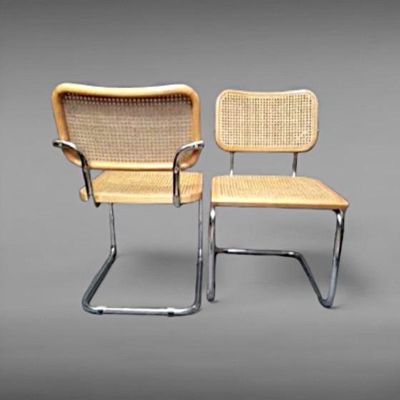 Image 1 of 2X Bauhaus Design Chairs, Italy 1980S