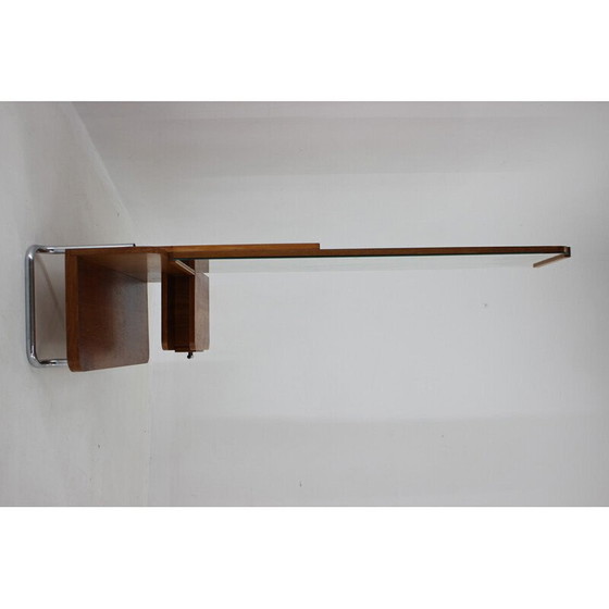 Image 1 of Toletta vintage in legno di quercia Bauhaus, Cecoslovacchia 1950