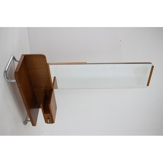 Image 1 of Toletta vintage in legno di quercia Bauhaus, Cecoslovacchia 1950