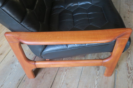 Image 1 of Danish 4-Seater Sofa With Leather Upholstery 244Cm, 1960S